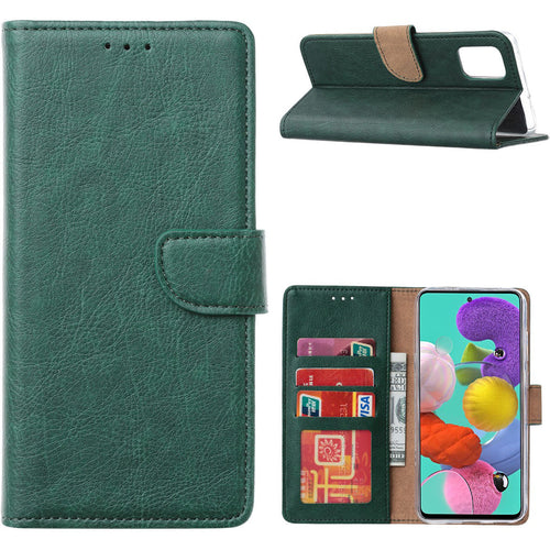 Xssive Lederen Wallet Book Case Samsung Galaxy A36 5G Groen binnenkant, kaarthouders, standfunctie, magneetsluiting
