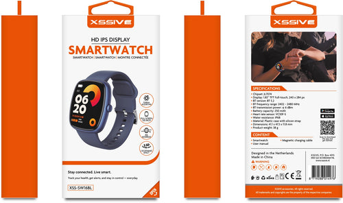 Xssive Smart Watch XSS-SW16 - 1.83 inch HD IPS Display - IP68 Waterdicht - Hartslag & SpO2 Monitor